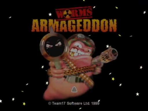 Worms Armageddon title screen for Sega Dreamcast